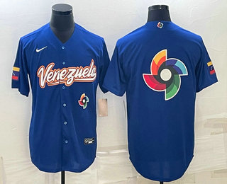 Mens Venezuela Baseball 2023 Royal World Big Logo With Patch Classic Stitched Jerseys